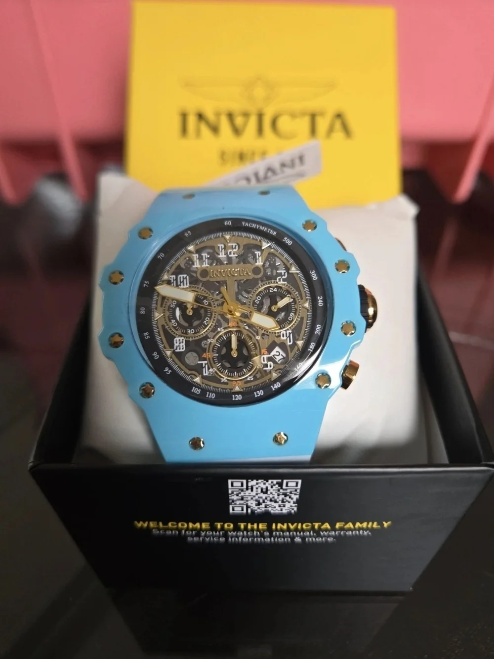 69652 Invicta Racing Vaulthan White/Blue Unisex Skeleton Dial Watch Collector